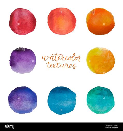 Colorful Watercolor Circles Set Watercolour Stains On White Background