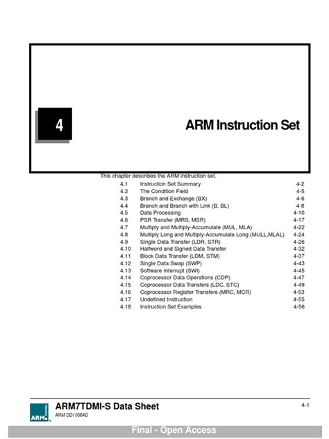 Arm Instruction Set Arm7tdmi S Data Sheet Pdf Arm Architecture