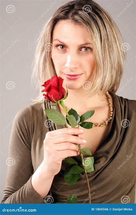 Woman Holding Rose Royalty Free Stock Image Image 1869346