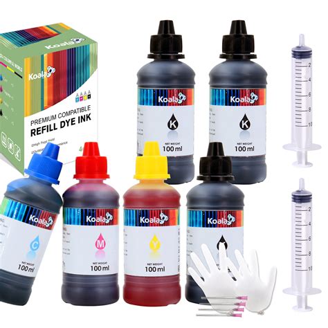 600ml Koala Inkjet Printer Ink Refill Bottles Compatible Epson Hp Canon