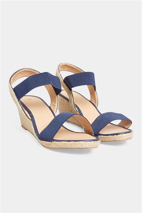 Navy Blue Espadrille Wedge Sandals In Extra Wide Eee Fit Long Tall Sally