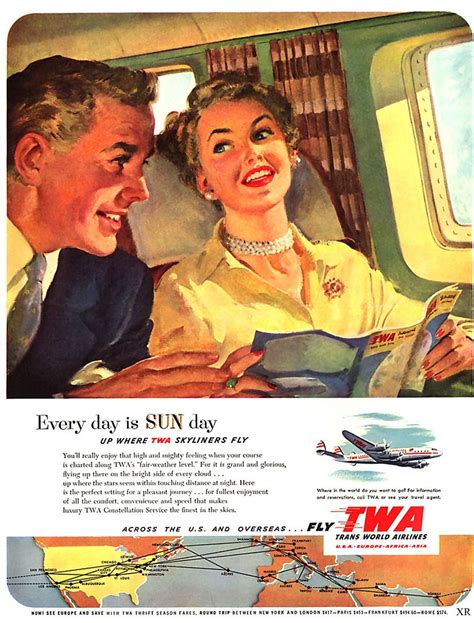 1954 twa sun day vintage airlines vintage airline ads vintage airline posters