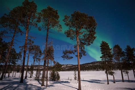 Northern Lights Aurora Borealis In Lapland Finland Stock Image Image