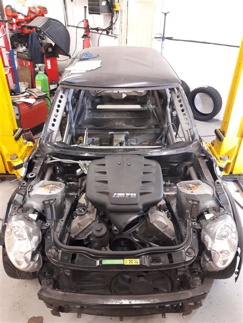 Suspension/brakes factory m3 spec, swift spec r springs. This R56 MINI gets an E92 BMW M3 V8