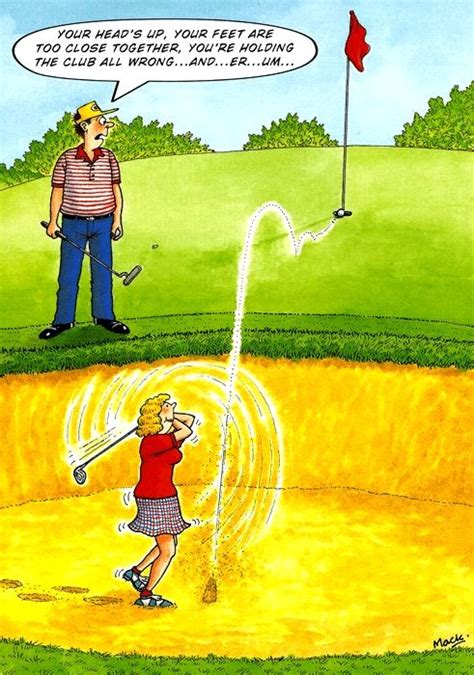 Man Teaching His Wife To Golf Funny Cartoon Pictures Golf Humor
