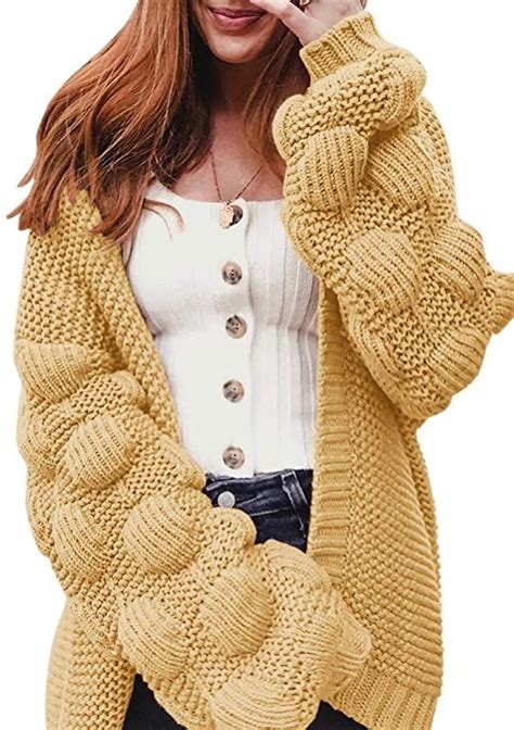 Ferbia Women Oversized Cardigan Knitted Cute Chunky Sweaters Wrap Long