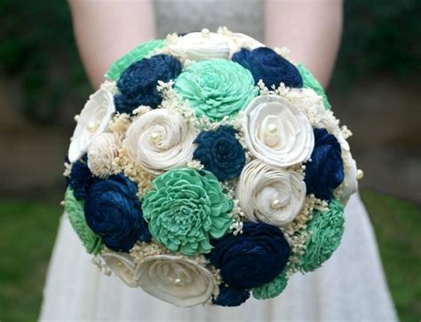 Maybe you would like to learn more about one of these? Jade Green & Navy Wedding Bouquet // Bridal Bouquet, Mint ...