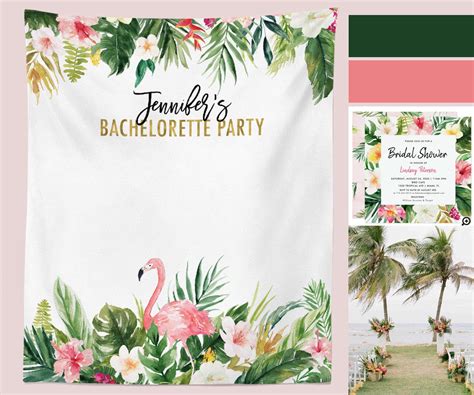Custom Tropical Bachelorette Party Backdrop Luau Party Backdrop Blushing Drops