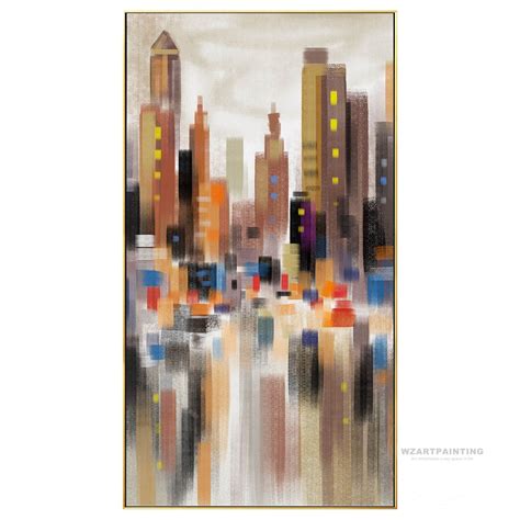 Modern Abstract New York Cityscape Print Painting On Canvas Colorful