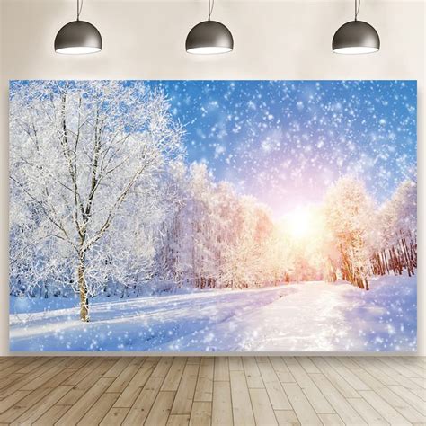 Laeacco 10x8ft Winter Wonderland Backdrop Dreamy Snowscape