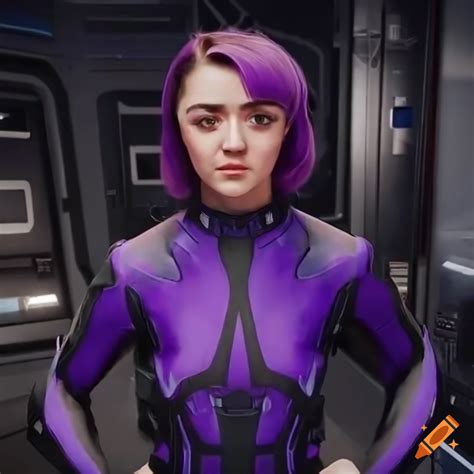 Maisie Williams As Sci Fi Girl With Purple Hair And Uk Flag On Craiyon