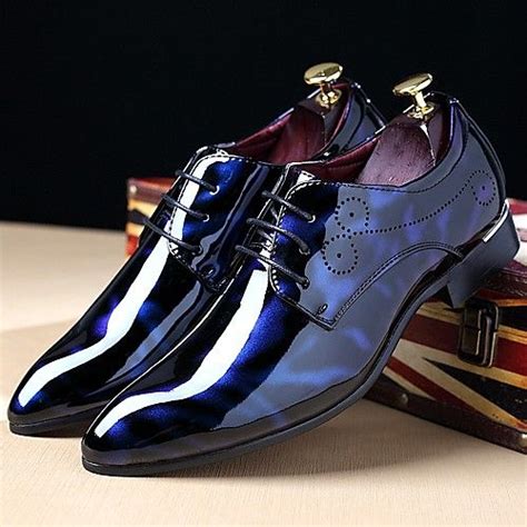 men s printed oxfords patent leather fall winter oxfords black burgundy royal blue party