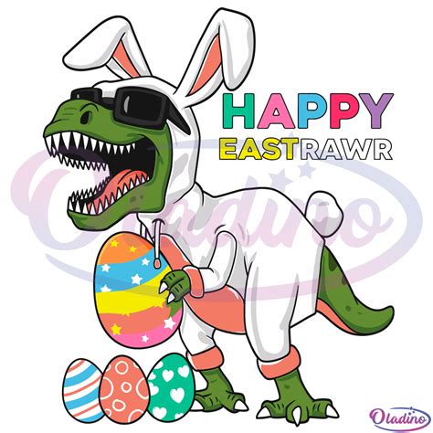 Happy Eastrawr T Rex Easter Bunny Svg Digital File Dinosaur Eggs Svg