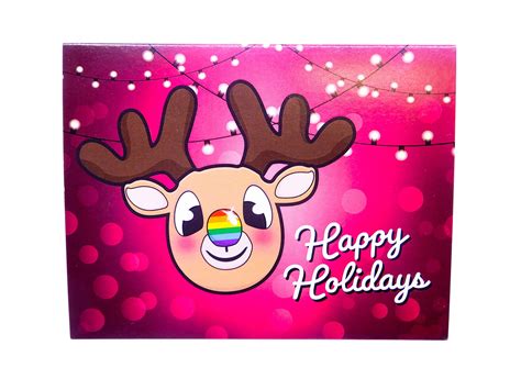 gay reindeer happy holidays card lgbtq blank inside mailable etsy uk
