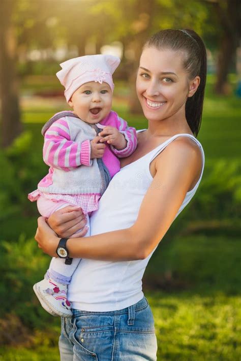 Happy Mom And Baby In The Summer Park Stock Image Image Of Girl