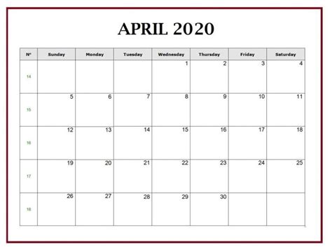 30 Best Free Printable Calendars For April 2020 Onedesblog Calendar