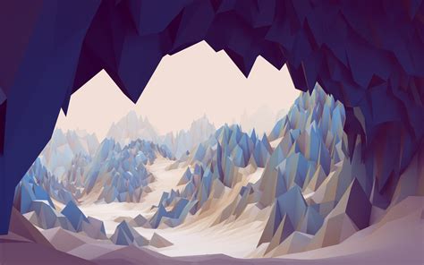 Low Poly Cave Abstract 3d Mountain Rock Landscape