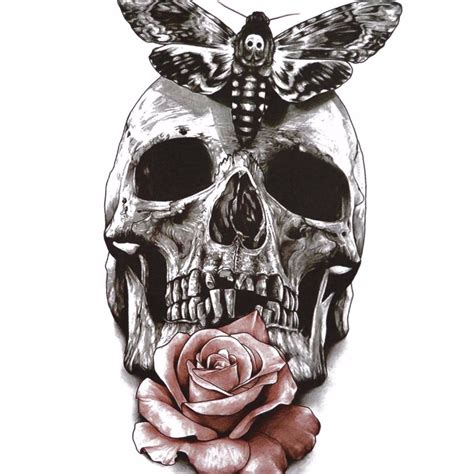 Large Skull Rose Temporary Tattoo Tattoo Crane Tattoo L Hand Tattoo