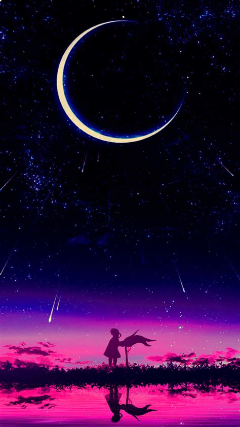 640x1136 Cool Anime Starry Night Illustration Iphone 55c5sse Ipod