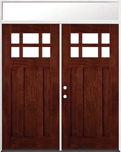 Cheap 6 Lite Craftsman Mahogany Prehung Wood Double Door