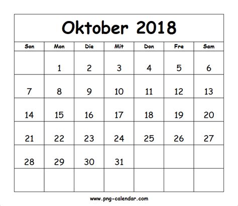 Soluppgången eller solnedgången beräknas standard med utgångspunkt i stockholm. Kalender Oktober 2018 Zum Ausdrucken Leer | Calendar 2018 ...