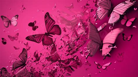 Butterfly Fantasy Pink Background Butterfly Dream Pink Background