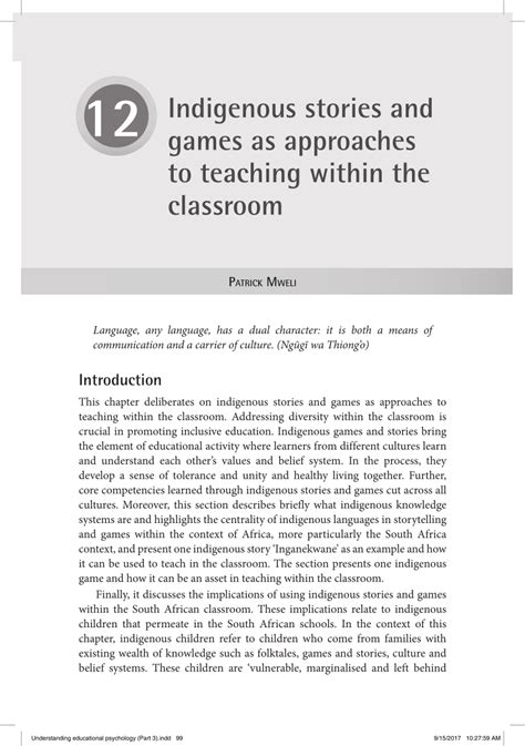 Pdf Indigenous Stories And Games As Approaches To Teaching Within The
