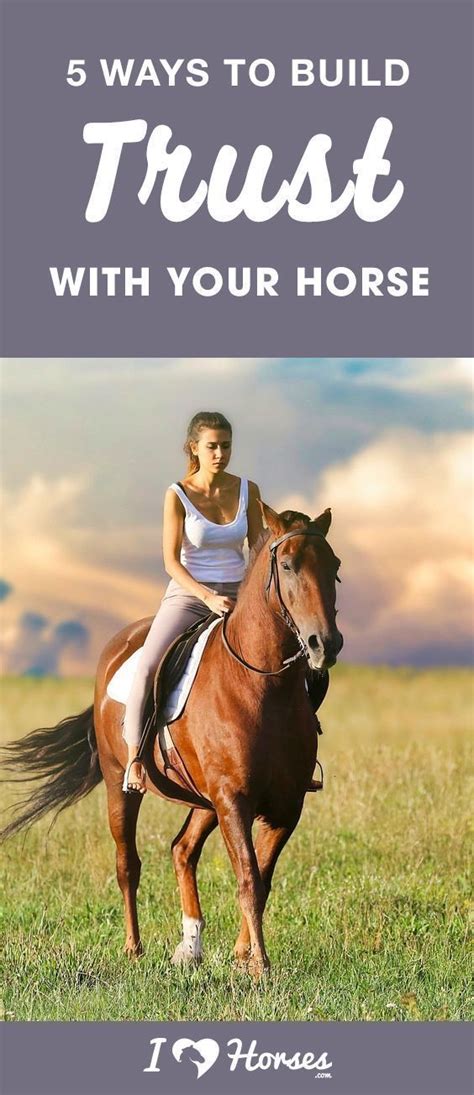 A Woman Riding On The Back Of A Brown Horse With Text Overlay That