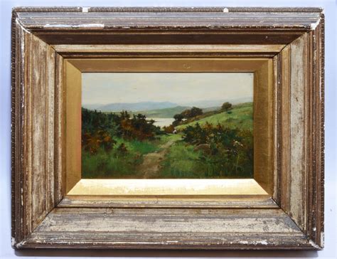 Arthur Wellesley Cottrell Antique English Wild Flower Landscape Oil