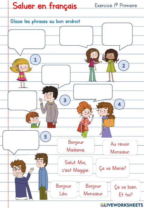 Les Salutations Interactive Exercise For Primaria French Worksheets