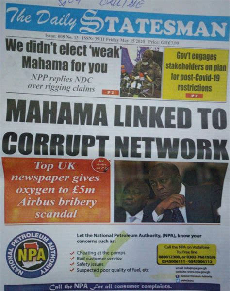 Todays Newspaper Front Pages Friday May 15 2020 Bbc Ghana Reports