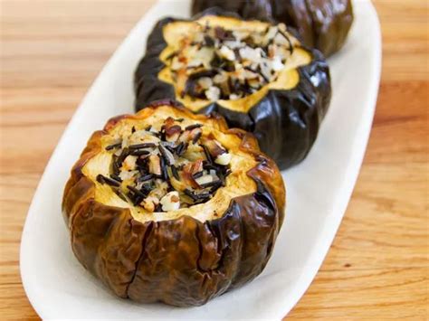 Baked Acorn Squash With Wild Rice Pecan And Cranberry Stuffing Recipe