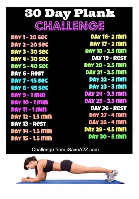 30 Day Plank Challenge For Beginners Printable