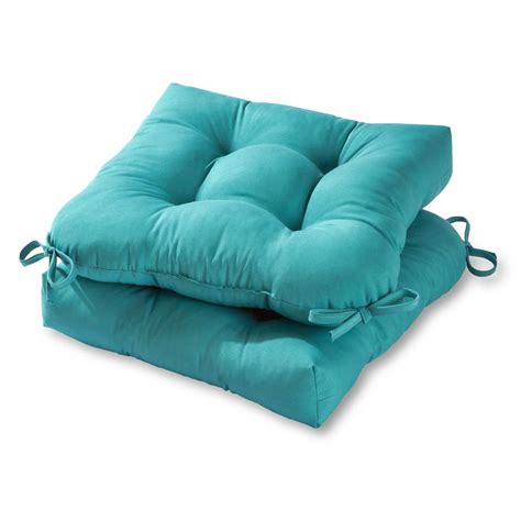Greendale Home Fashions Solid Teal Square Tufted Outdoor Seat Cushion
