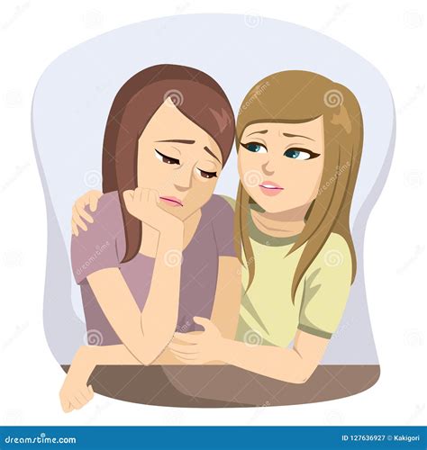 Sad Girl Friends Talking Stock Vector Illustration Of Problems 127636927