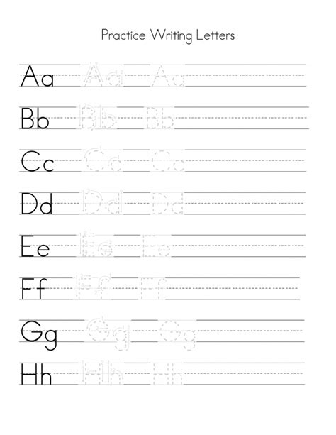 Alphabet Writing Practice Sheet Learning Printable