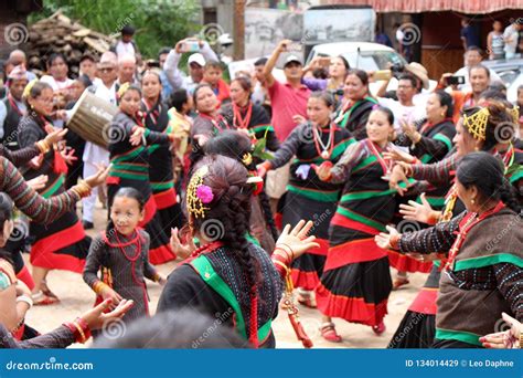 Local Nepali People Are Having Dance Festivals Around Bhaktapur Editorial Stock Image Image Of