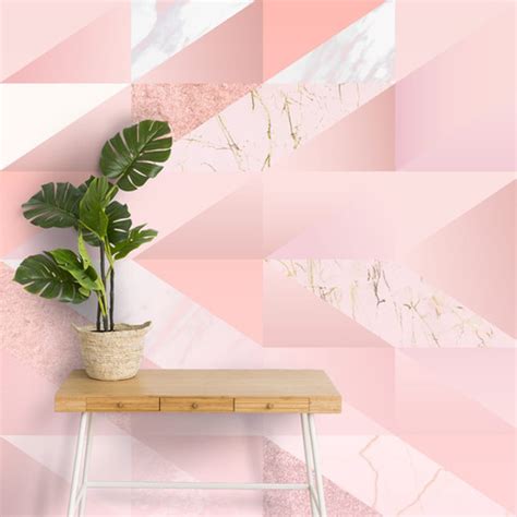 Rose Gold Geometric Pattern Wallpaper With 3d Look Lifencolors