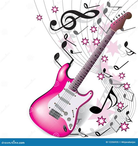Pink Guitar Stock Vector Illustration Of Music Popular 12356935