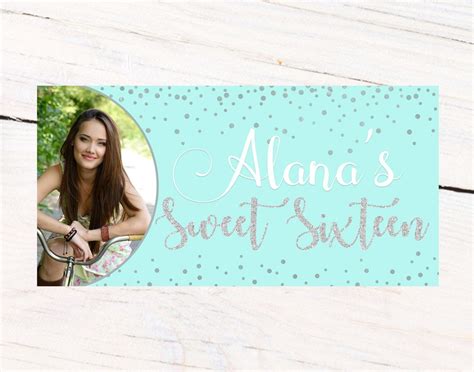 Sweet Sixteen Birthday Banner Sweet 16 Silver Polka Dots Birthday