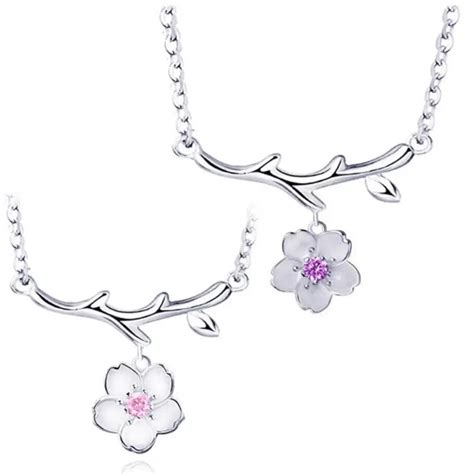 Cherry Blossoms Necklaces Sakura Flower Pendants With Chain Choker