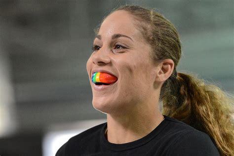 Openly Lesbian Ufc Fighter Liz Carmouche Trains With Rainbow Mouthpiece