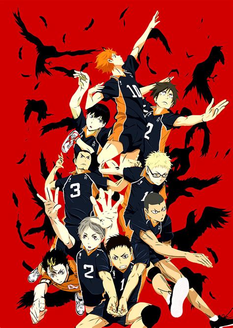 Anime Haikyuu Karasuno High Volleyball Team Digital Art By Team Awesome