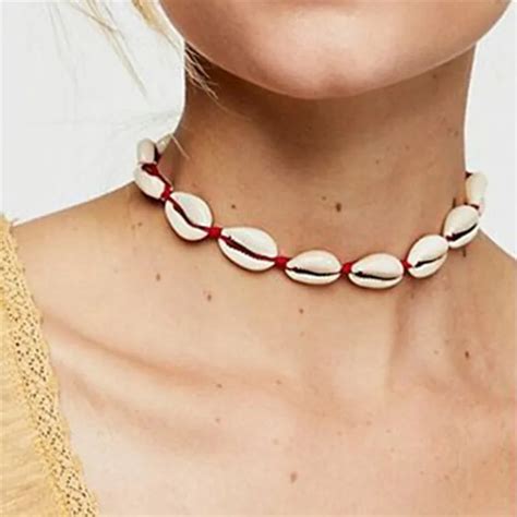 Boho Necklace Women Natural Shell Jewellery Chocker Simple Neckless For