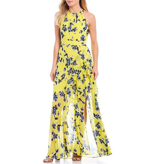 Eliza J Halter Floral Print Ruffle Front Dress 2 In 2020 Dresses Fashion Floral Prints