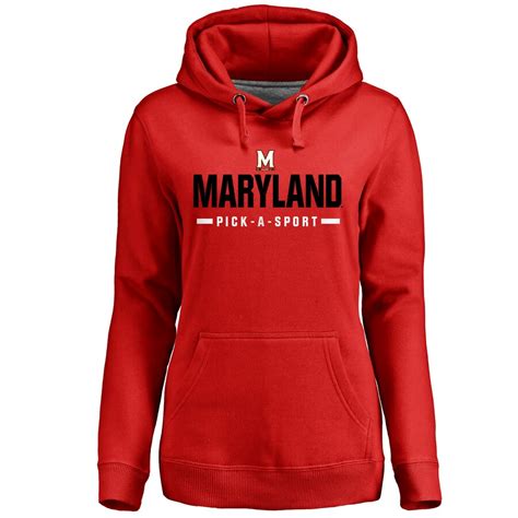 Maryland Terrapins Womens Red Custom Sport Pullover Hoodie