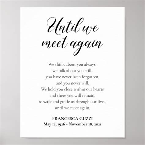 Until We Meet Again Memorial Poem Personalized Poster