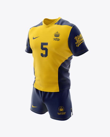 mens rugby kit   neck jersey mockup halfside view  apparel mockups  yellow images