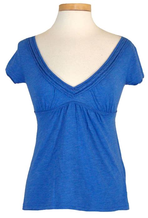 new abercrombie and fitch womens shirt leigh top v neck empire tee blue sz xs 58