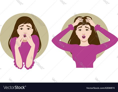 Two Images Of A Scared Cartoon Young Woman Vector Image